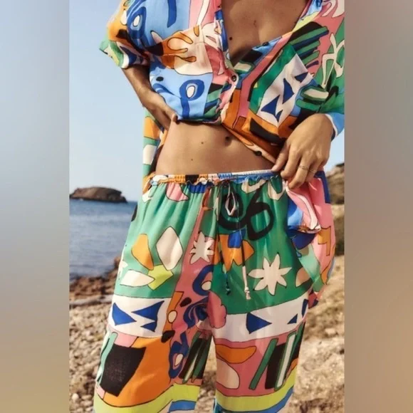 Zara Printed Flowing Two Piece Suit XS 🌸 Bloggers Favorite Sold Out! - Picture 5 of 13